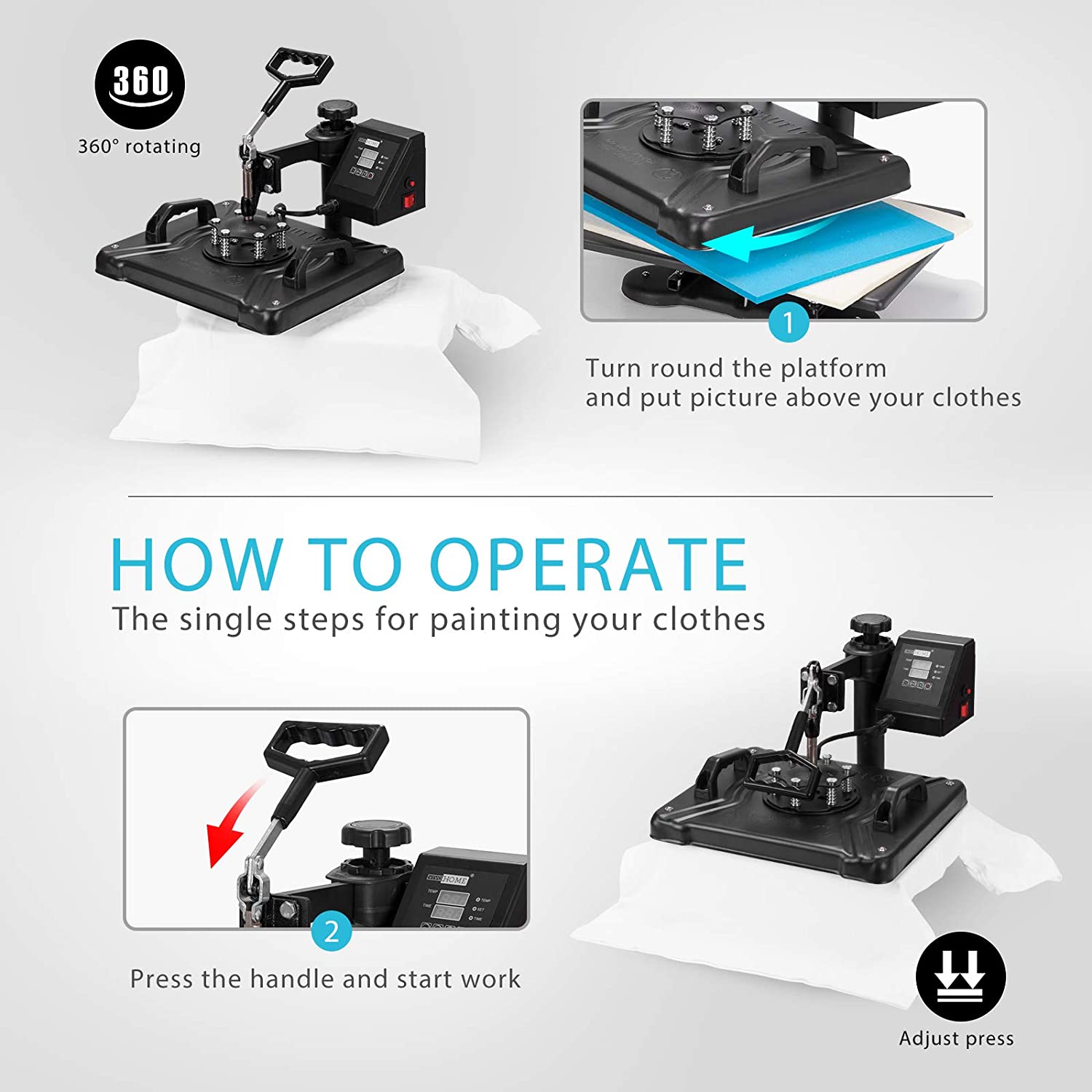 5-In-1 Swing Away Heat Press Machine