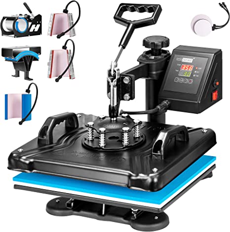 8-In-1 Swing-Away Heat Press Machine (For T Shirt, Mug, Cap, Phone Cases, Plate, Bags & More)