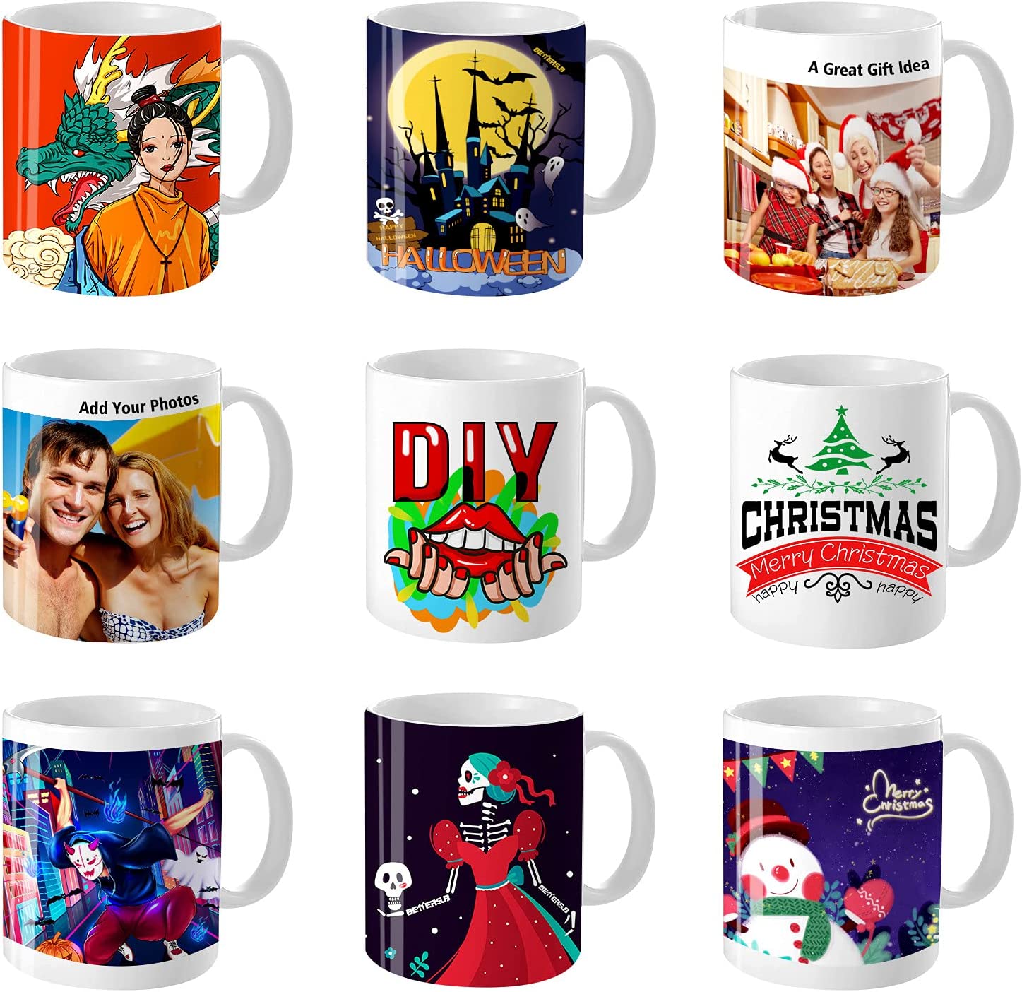 11oz White Sublimation Coated Mugs x 6